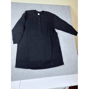 New Women's Black Henley Sweatshirt 1X Long Sleeve Cotton/Polyeste